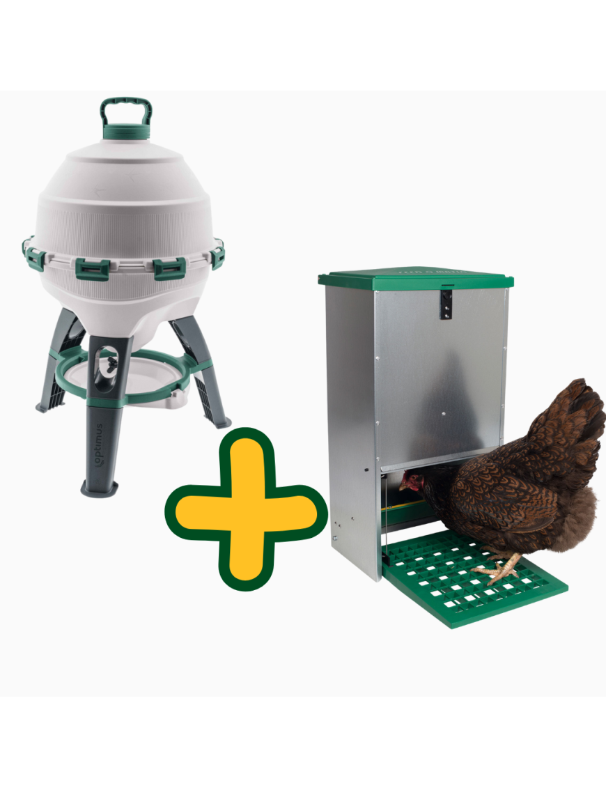 Bebedero Optimus + Comedero Antiplagas 20 kg