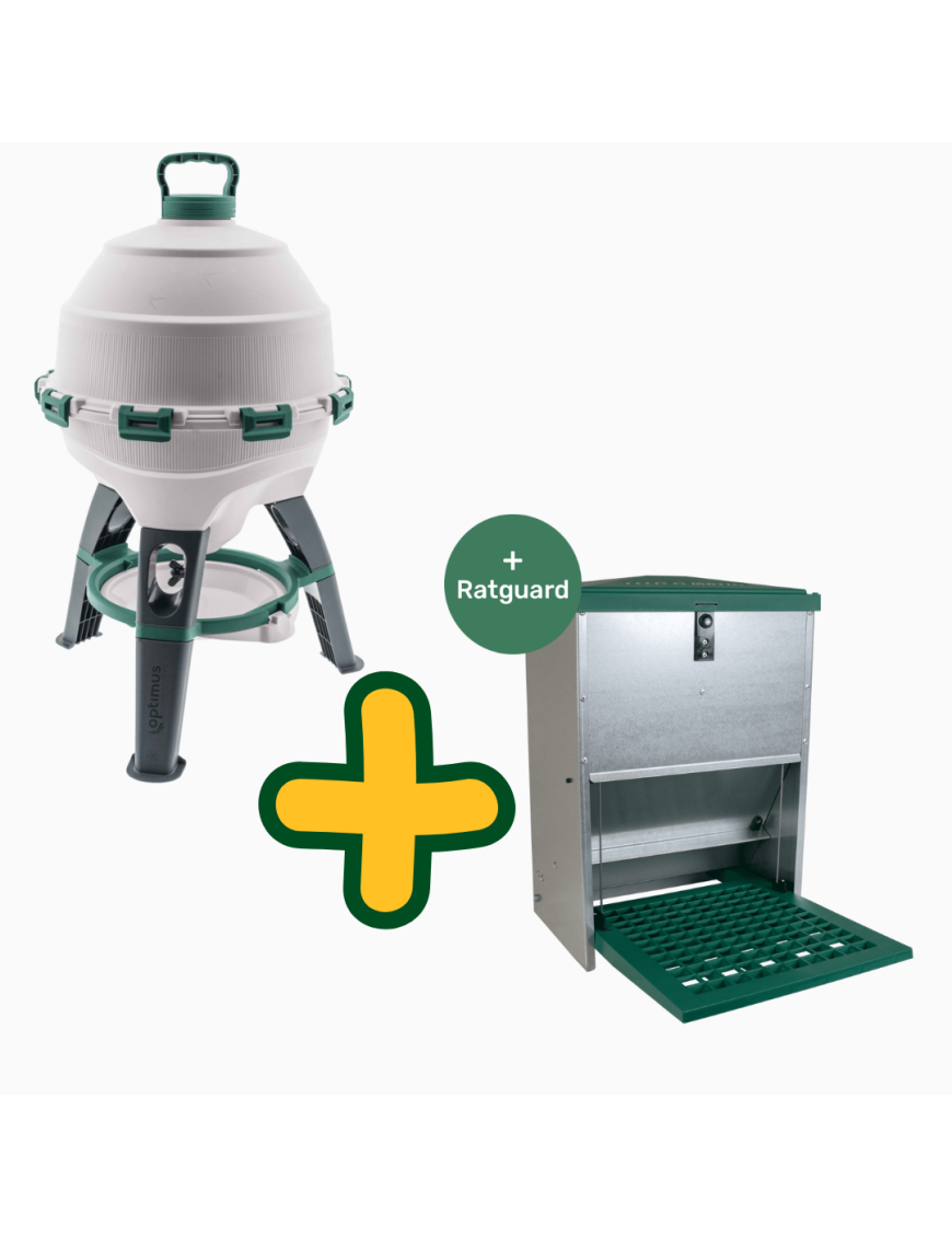 Bebedero Optimus + Comedero Antiplagas 12 Kg