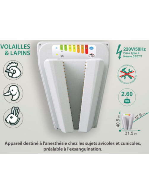 Aturdidor de Electronarcosis para Aves y Conejos