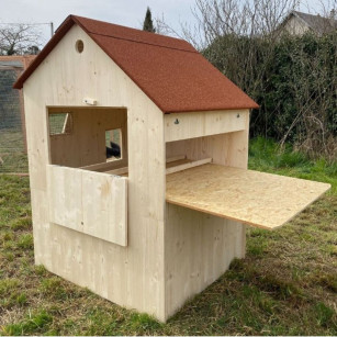 Grand Poulailler Design Anti-Poux Rouges (8-12 Poules) | Fabriqué en France