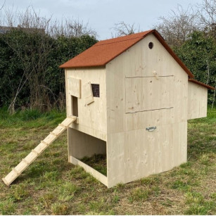 Grand Poulailler Design Anti-Poux Rouges (8-12 Poules) | Fabriqué en France