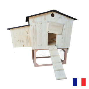 Poulailler en Bois Massif 19mm | 4-6 Poules | Artisanal & Anti-Poux