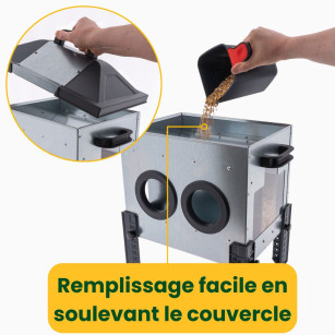 Mangeoire ROBUST® 12kg Acier Galvanisé | Anti-Gaspillage Pro