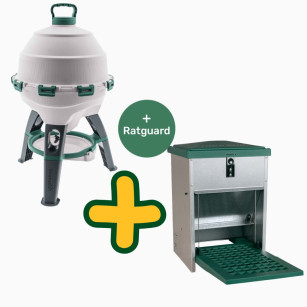 Kit Tranquilidad Gallinero | Bebedero Optimus 25L y Feedomatic 5kg