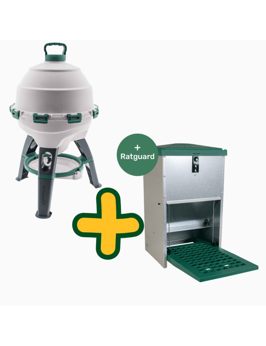 Kit Experto Gallinero | Bebedero Optimus 25L y Feedomatic 8kg