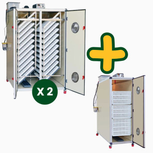 Kit de 2 incubadoras automáticas profesionales T4800S + Nacedora profesional T2400H
