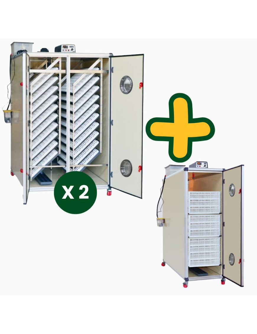 Kit de 2 incubadoras automáticas profesionales T4800S + Nacedora profesional T2400H