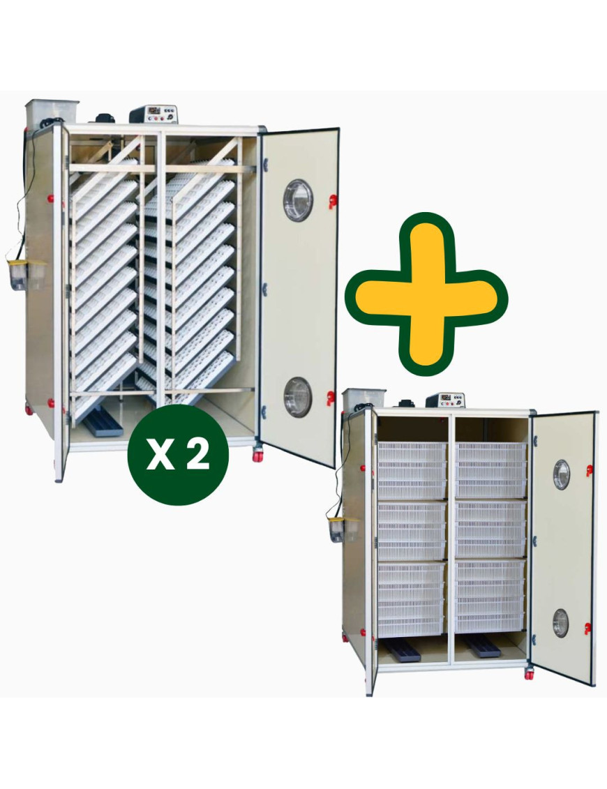 Kit de 2 incubadoras automáticas profesionales T4800S + Nacedora profesional T4800H