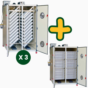 Kit 3 incubateurs automatiques professionnels T4800S + Eclosoir professionnel T4800H